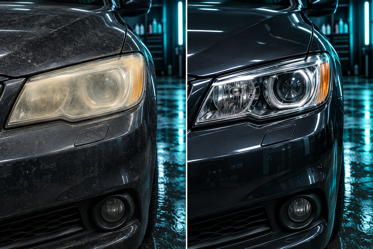 Headlight restoration comparison